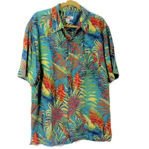 Joe Marlin Tropical Print Button Down Short Sleeve Shirt XL.